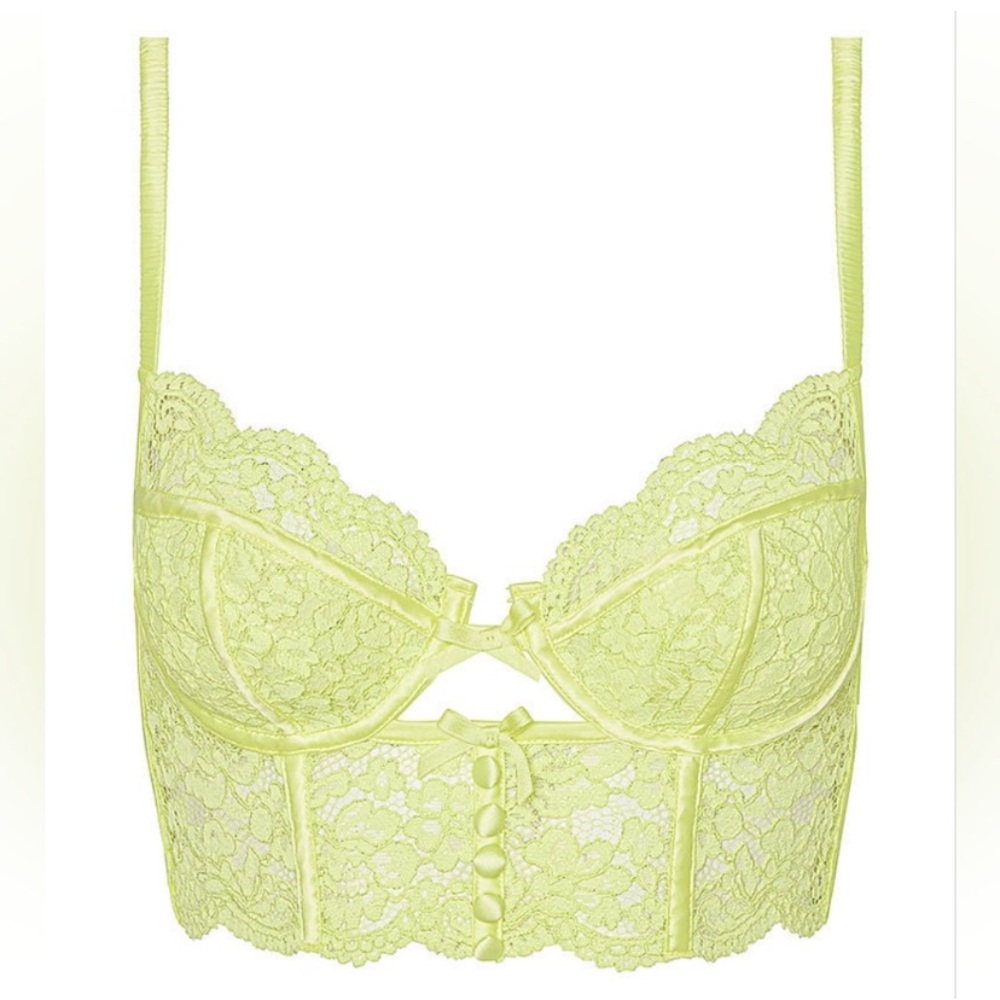 FOR LOVE & LEMONS Creamsicle Lace Underwire Corsette Bralette NWT Lime Green